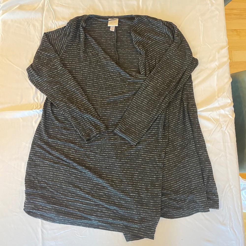 Knox Rose Black and Silver Open Front Cardigan womens Large